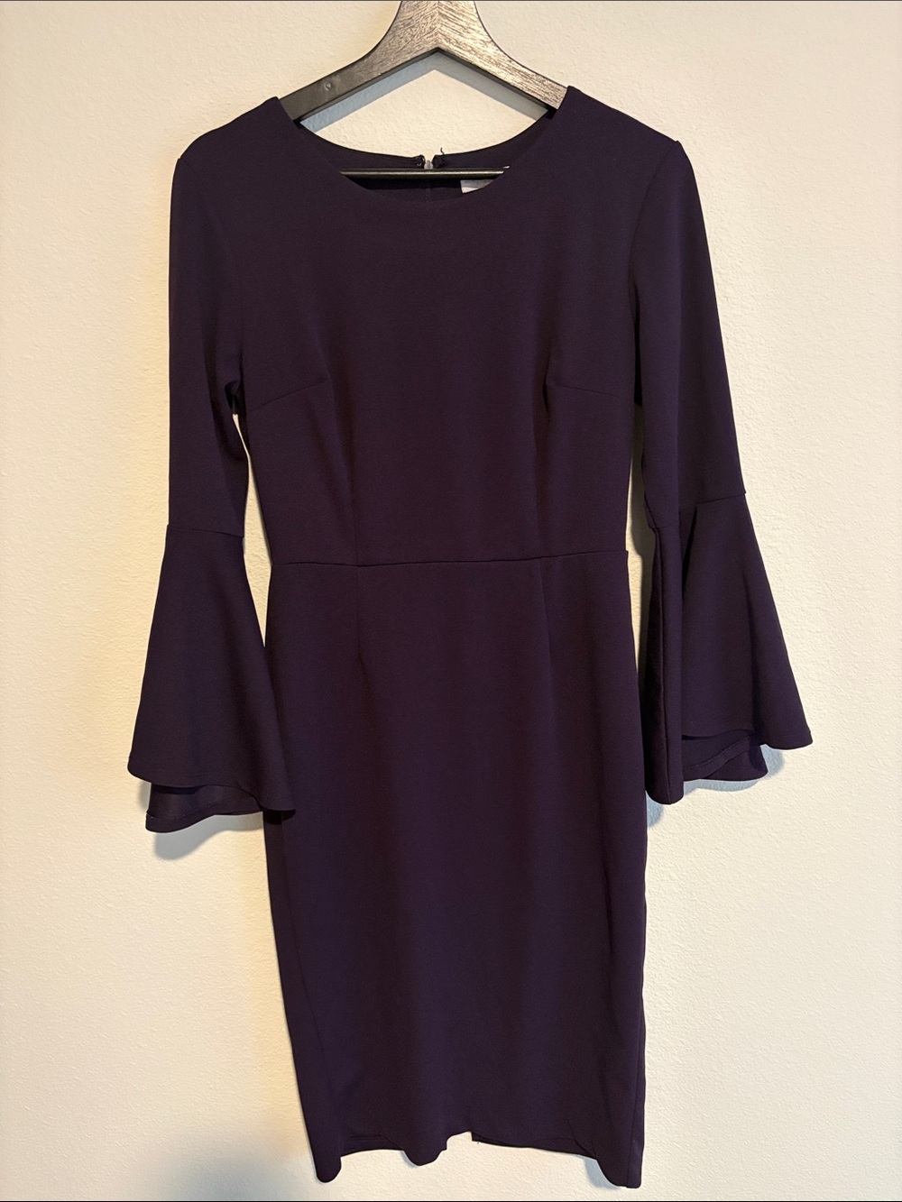 New York & Company Deep Purple Bell-Sleeve Sheath Dress
